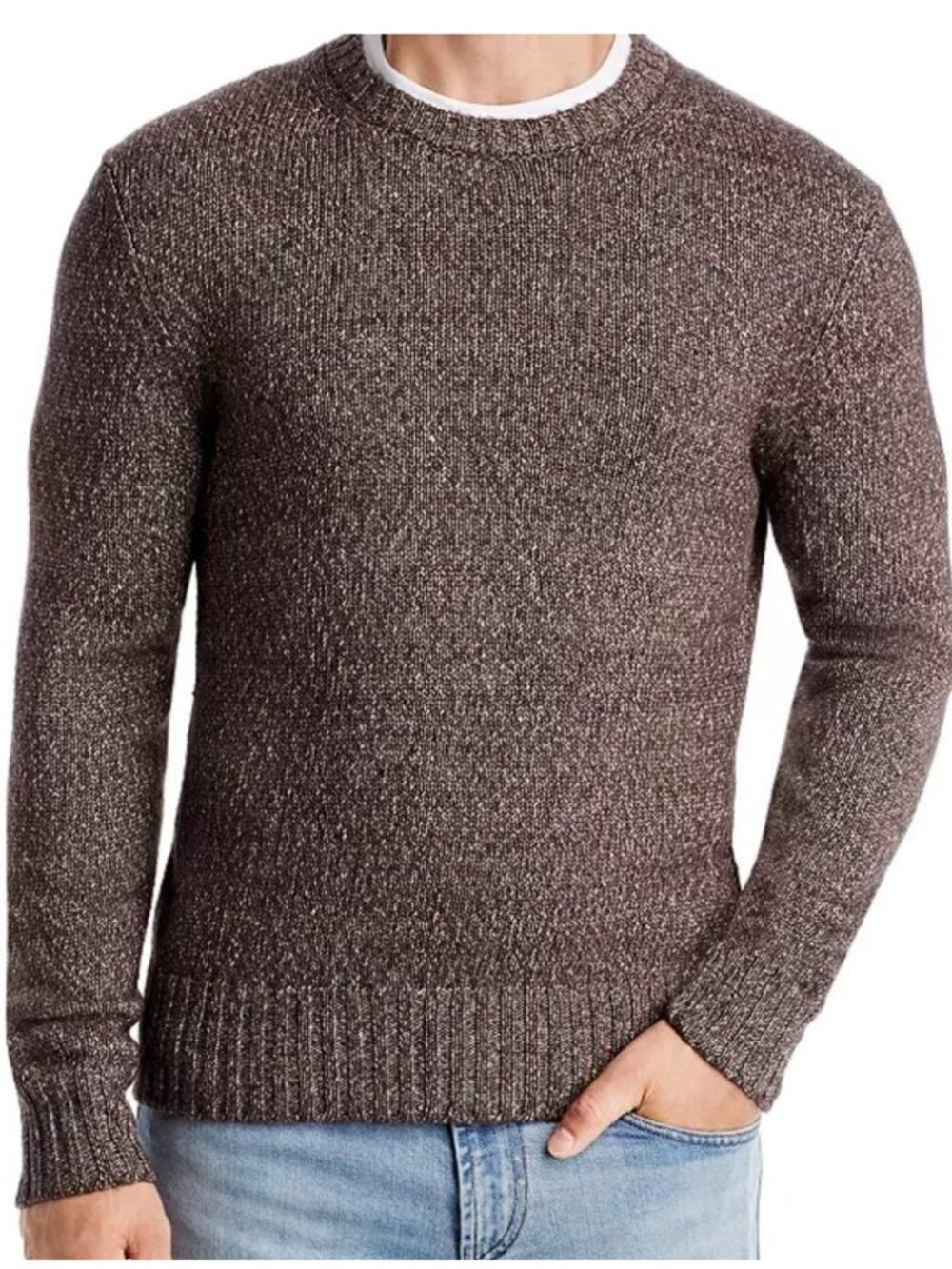 Officine Generale Marco Crewneck Sweater Beige Cotton Lyocell Mens Small Italy